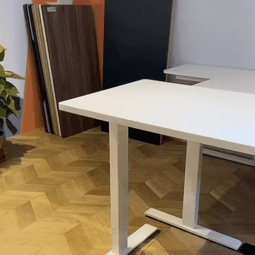video of height adjustable able in white